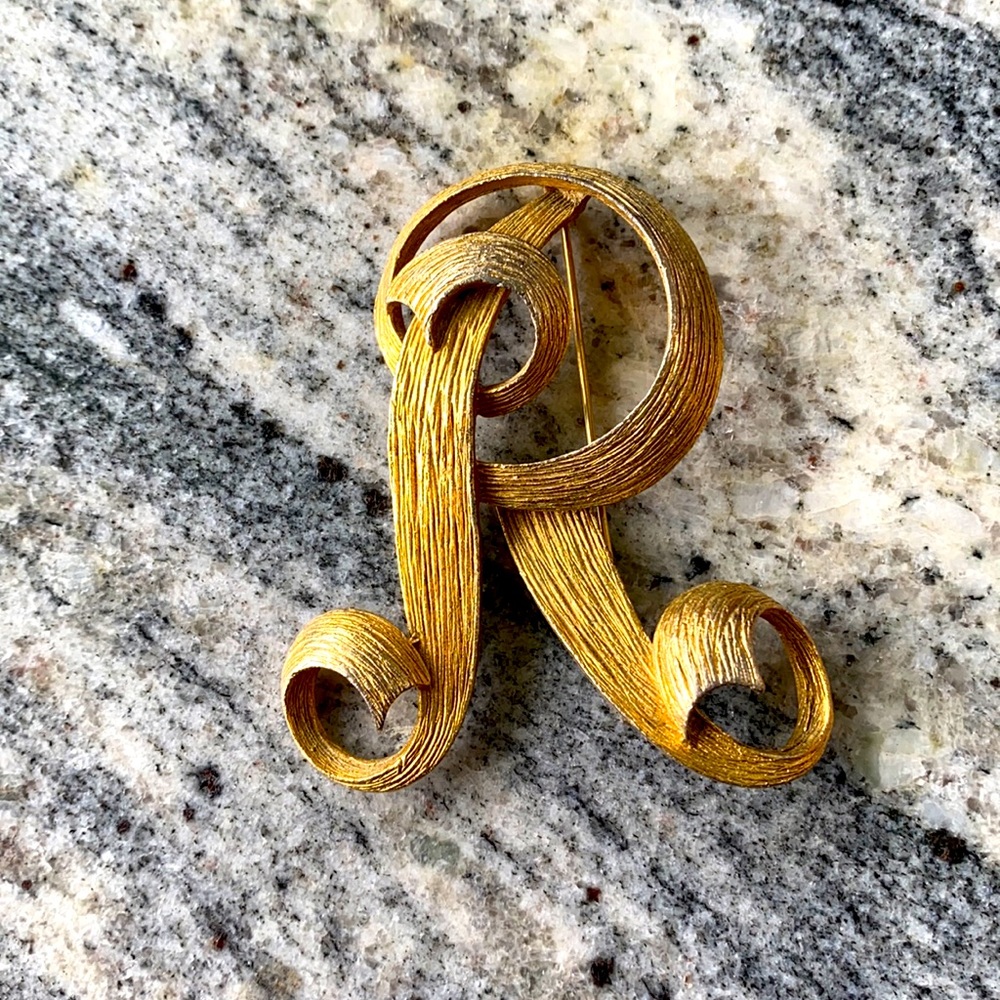 Vintage BSK Letter “R” Brooch